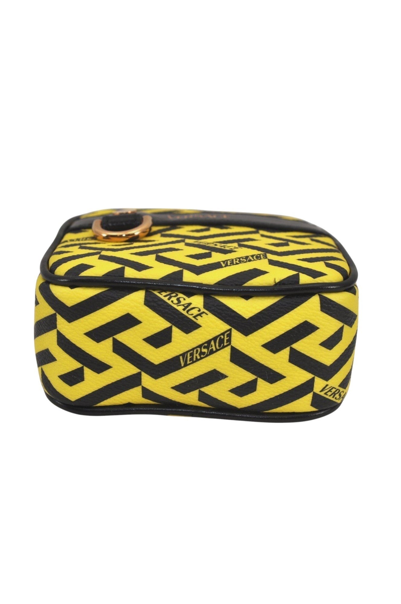 Authentic VERSACE La Greca Vintage Leather Pouch Purse Yellow Box Junk 7524L - Velora