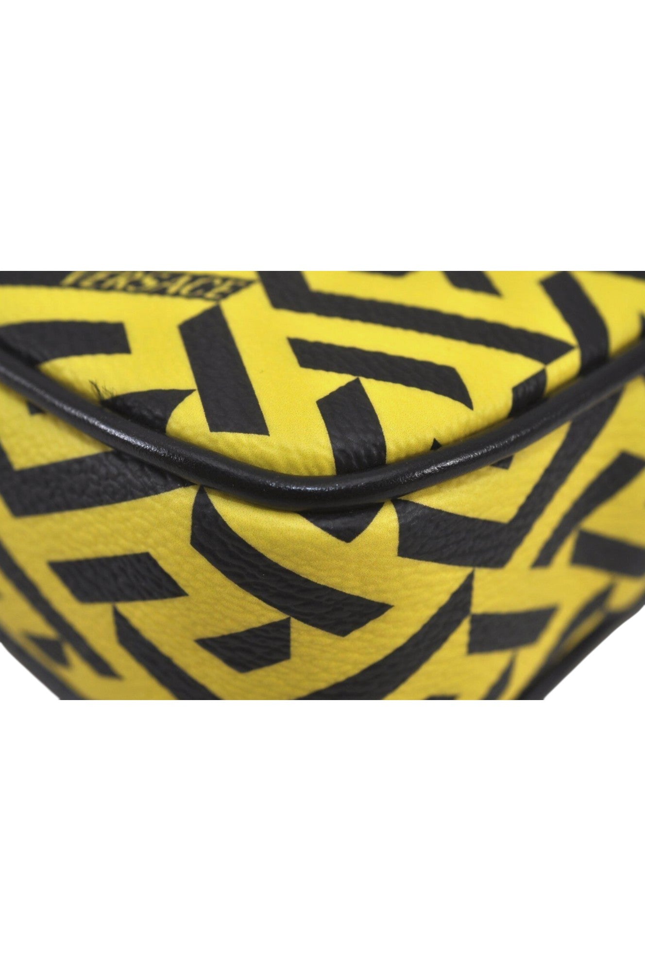 Authentic VERSACE La Greca Vintage Leather Pouch Purse Yellow Box Junk 7524L - Velora