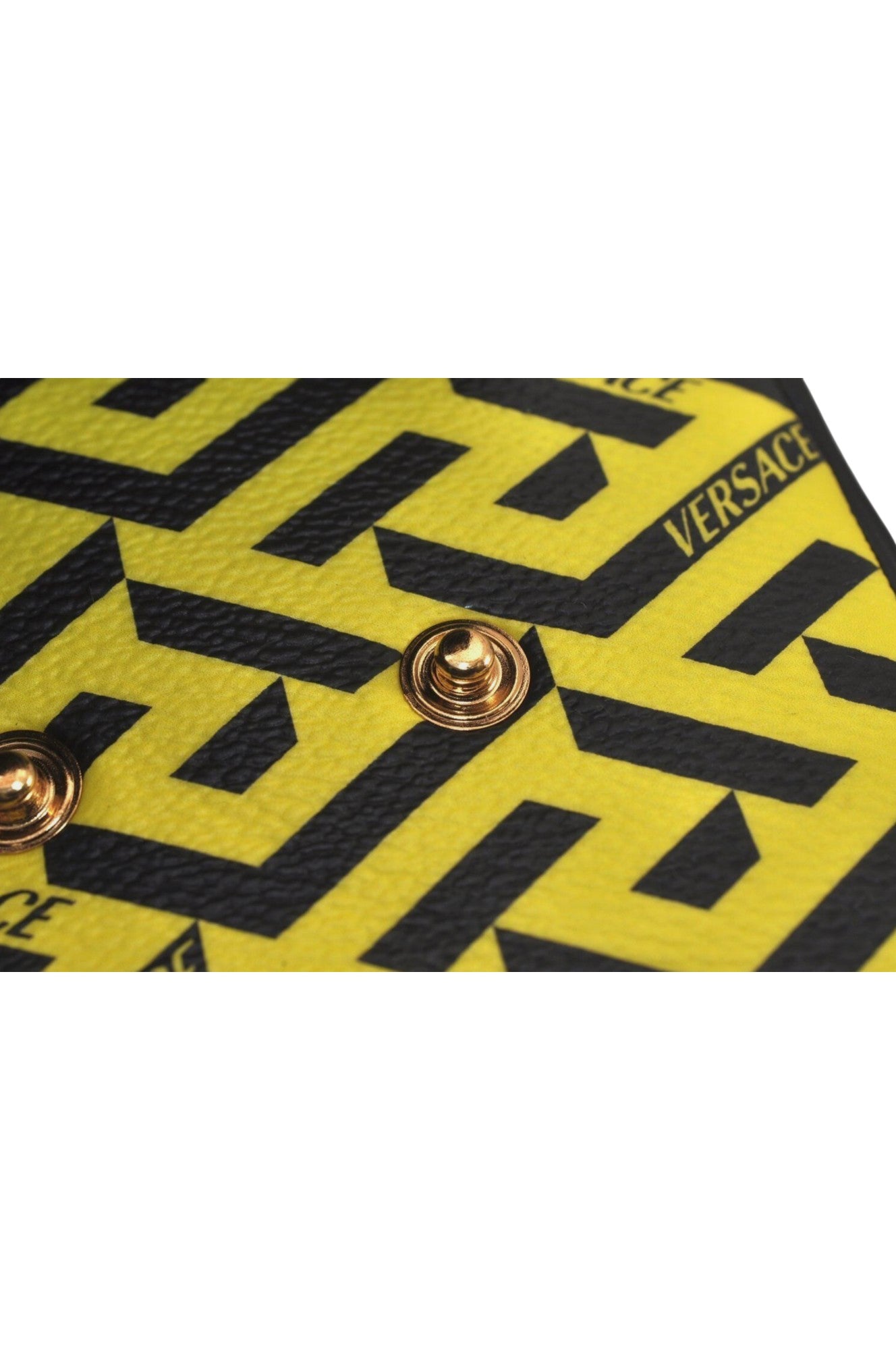 Authentic VERSACE La Greca Vintage Leather Pouch Purse Yellow Box Junk 7524L - Velora