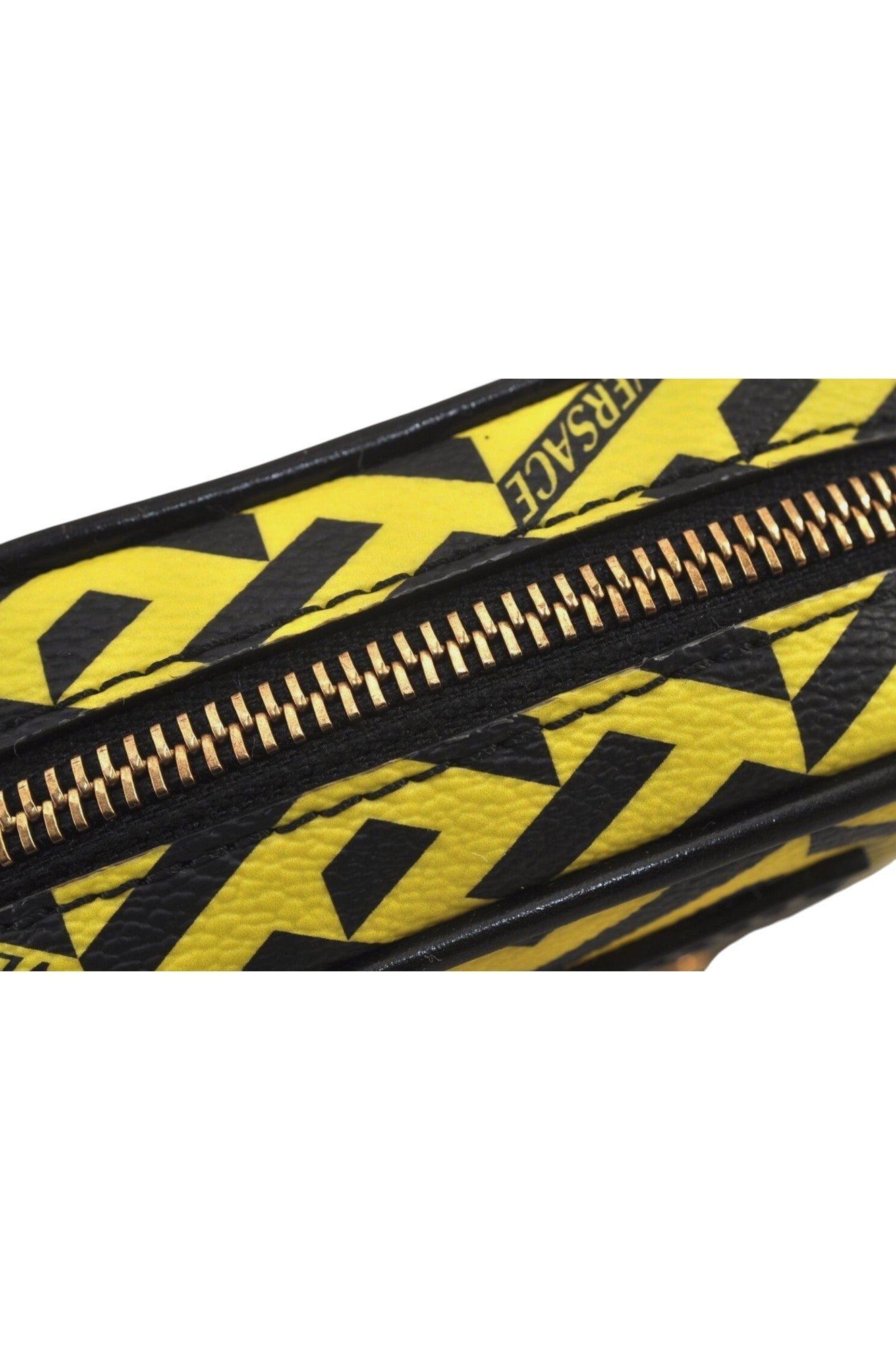 Authentic VERSACE La Greca Vintage Leather Pouch Purse Yellow Box Junk 7524L - Velora