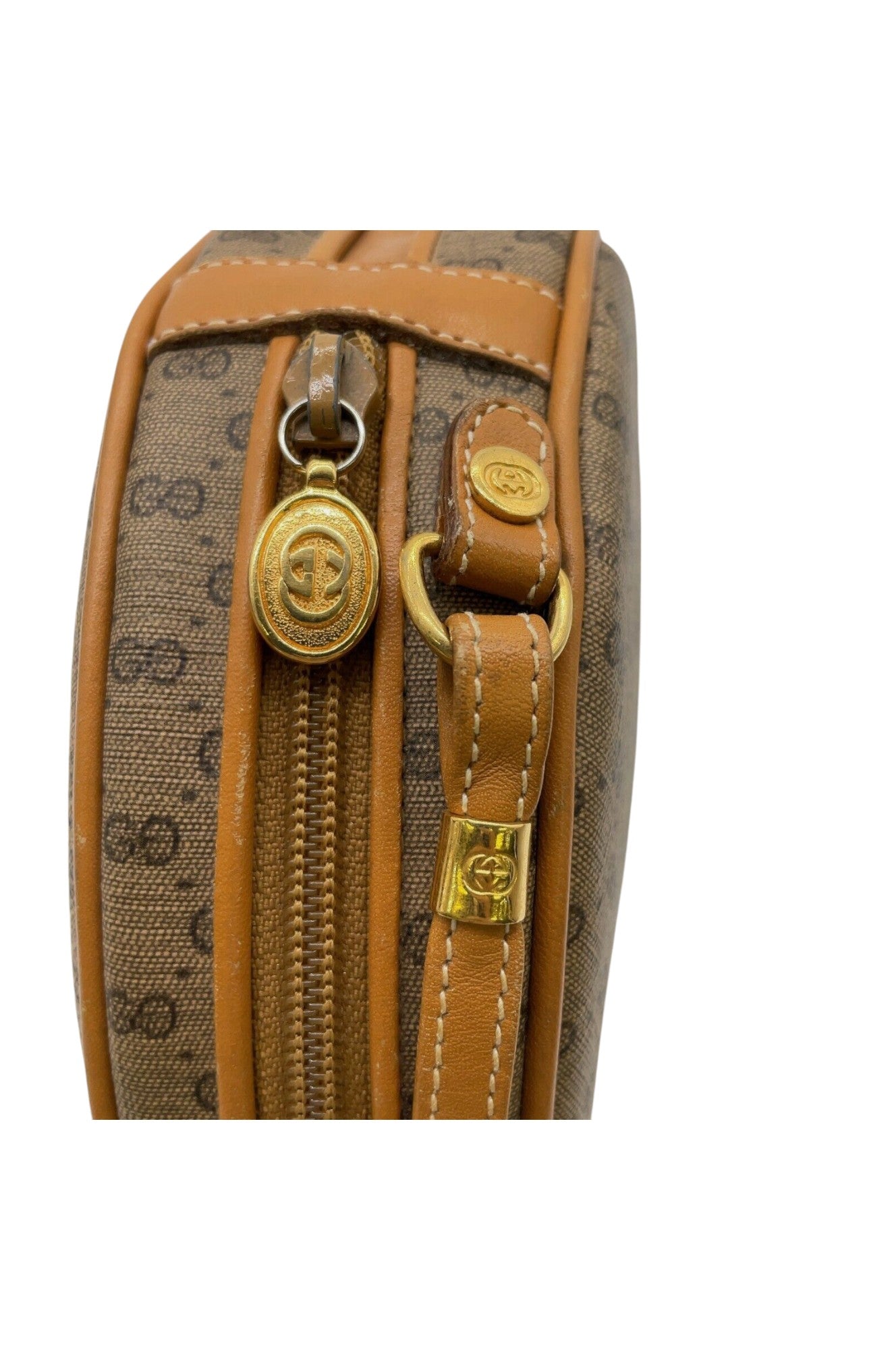 Auth Gucci Old Micro GG PVC Brown Round Shoulder Bag With Pouch Set SKS0200041 - Velora