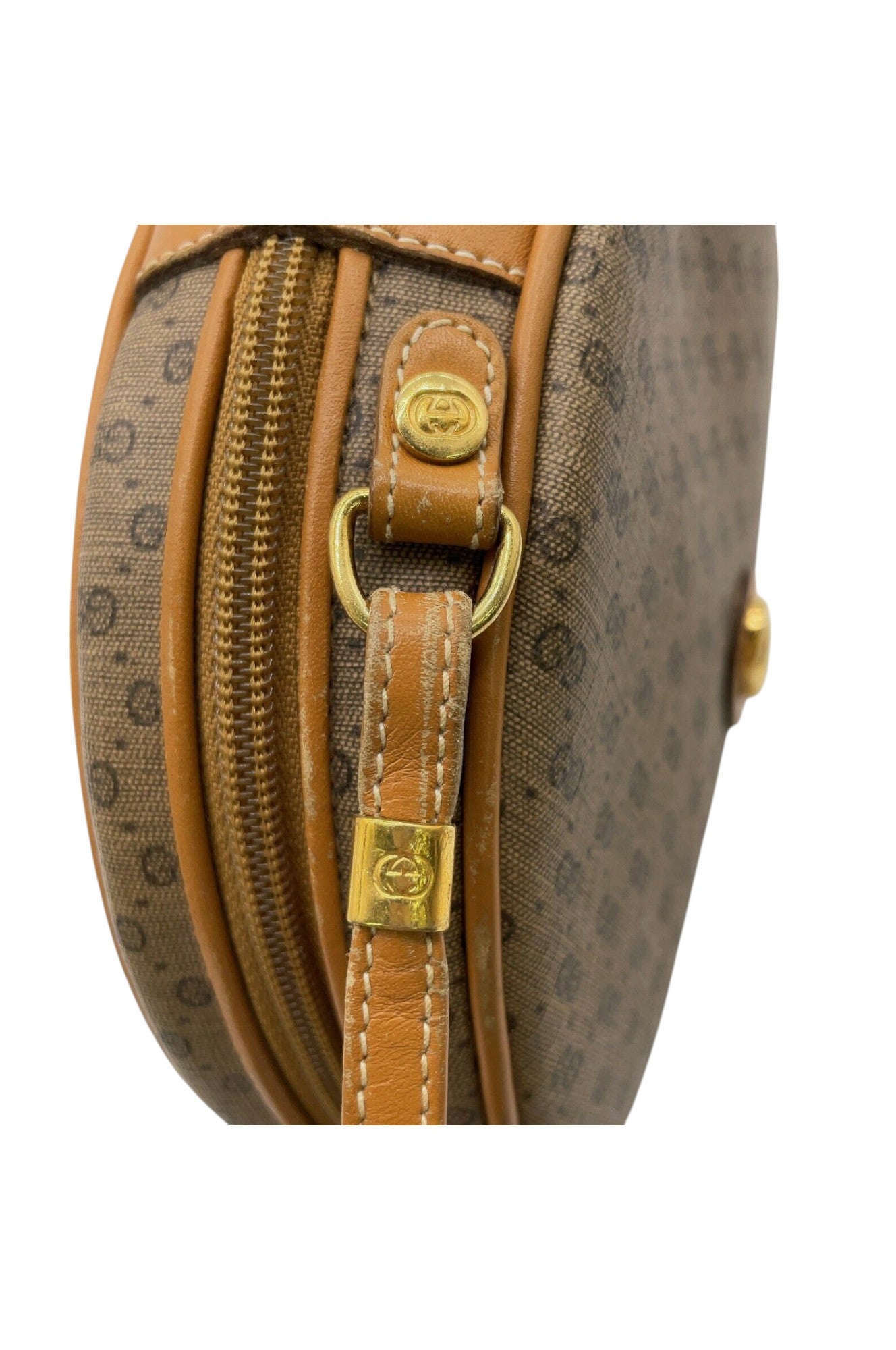 Auth Gucci Old Micro GG PVC Brown Round Shoulder Bag With Pouch Set SKS0200041 - Velora