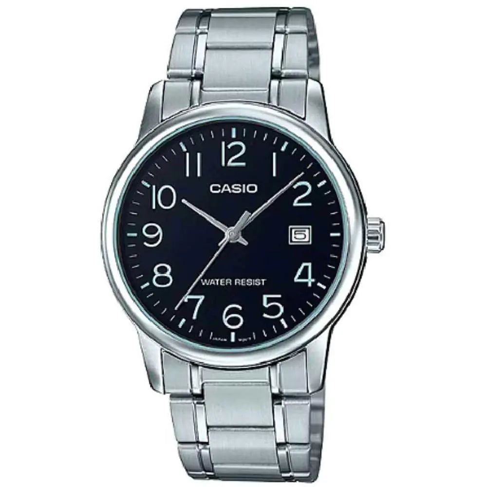 Casio #MTP-V002D-1B Mens Standard Analog Stainless Steel Date Black Dial Watch - Velora Luxury Fashion