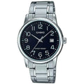 Casio #MTP-V002D-1B Mens Standard Analog Stainless Steel Date Black Dial Watch - Velora Luxury Fashion