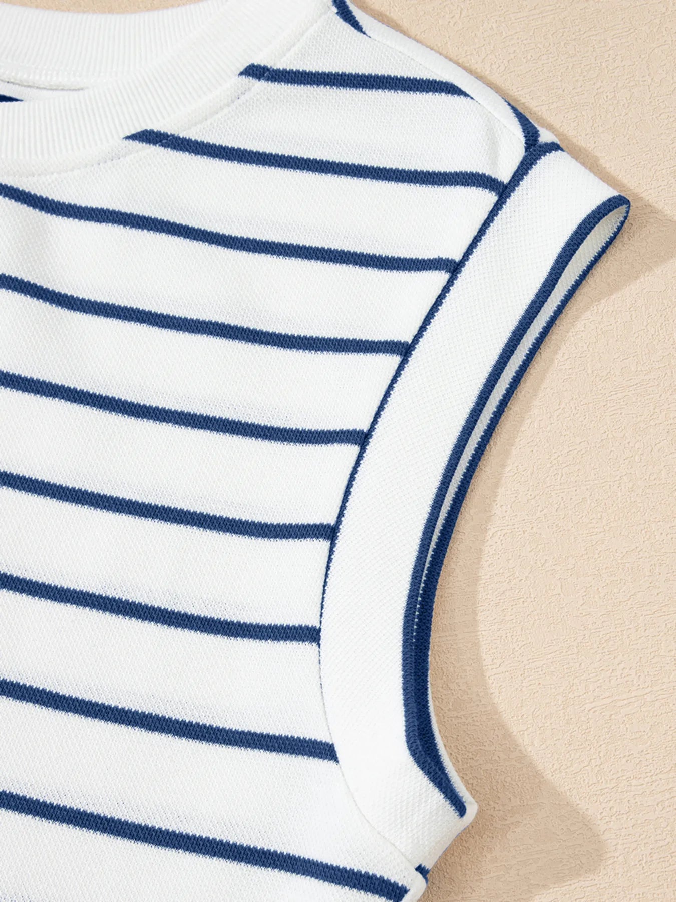 Casual Striped Tank and Wide Leg Pants 2pcs Set - Velora Luxury Fashion