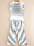 Casual Striped Tank and Wide Leg Pants 2pcs Set - Velora Luxury Fashion