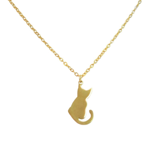 Cat Silhouette Necklace (Gold) - Velora