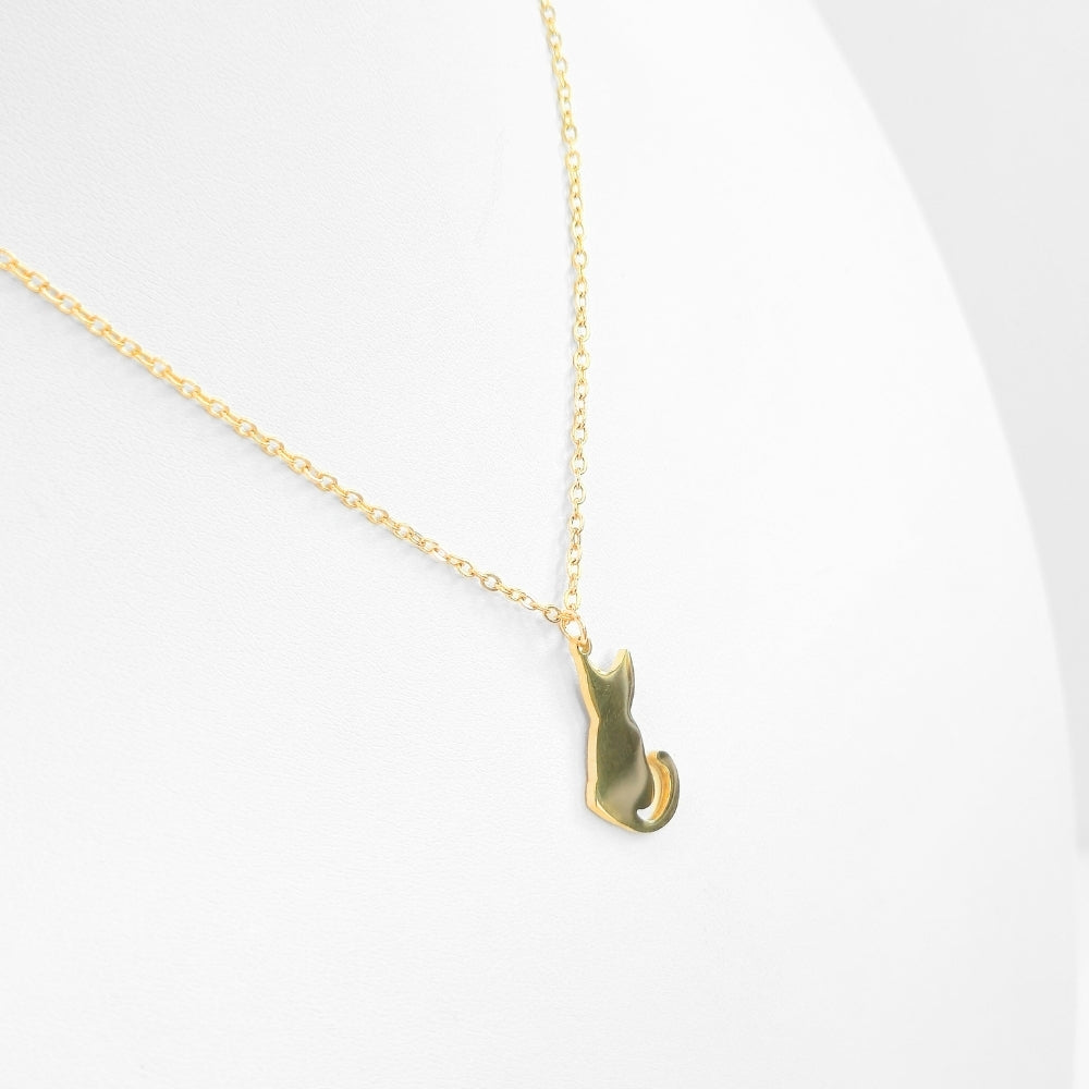 Cat Silhouette Necklace (Gold) - Velora