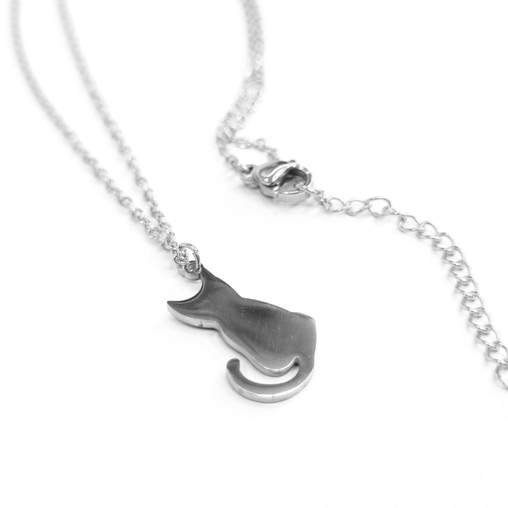 Cat Silhouette Necklace (Silver) - Velora