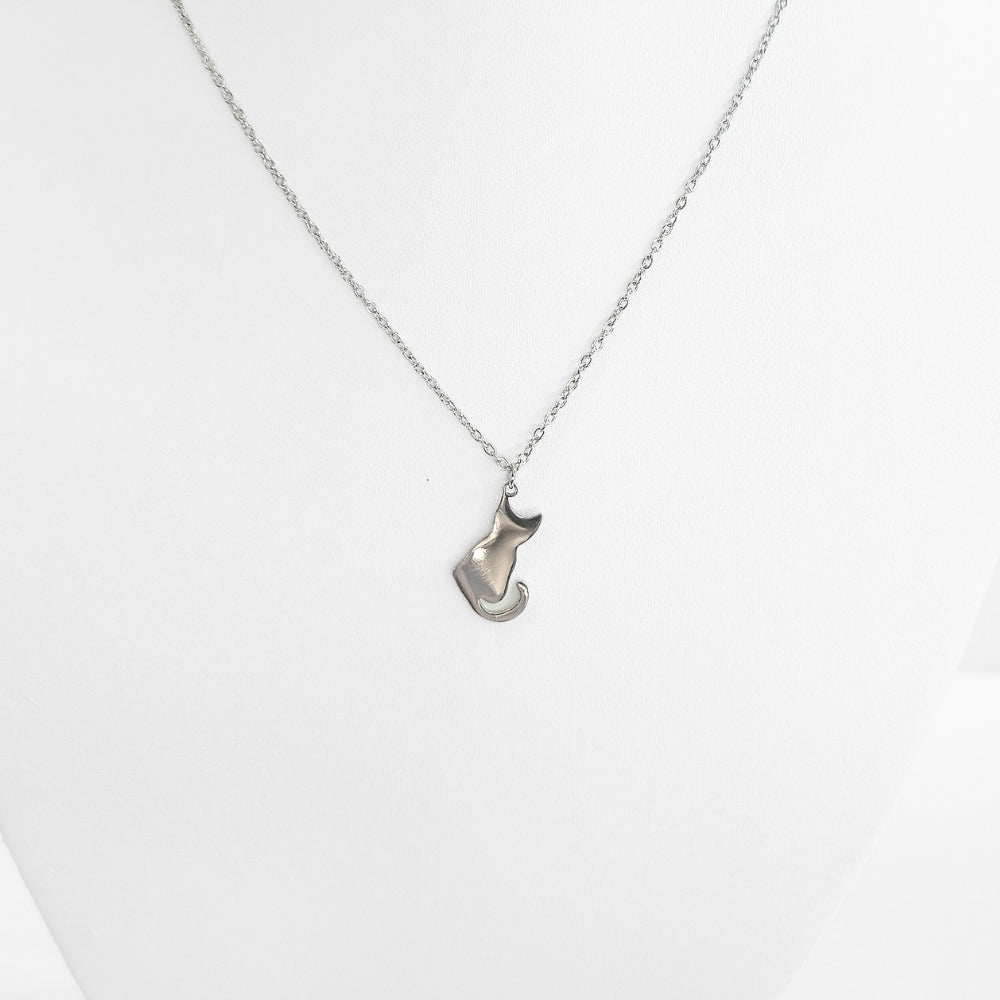 Cat Silhouette Necklace (Silver) - Velora