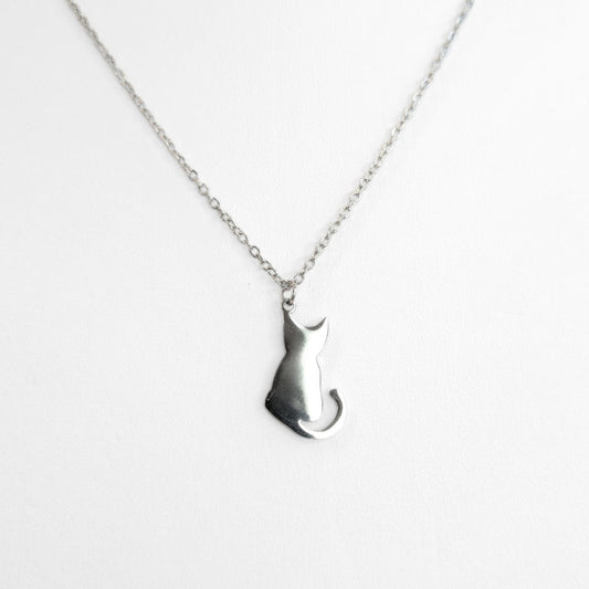 Cat Silhouette Necklace (Silver) - Velora