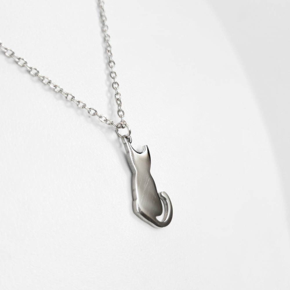 Cat Silhouette Necklace (Silver) - Velora