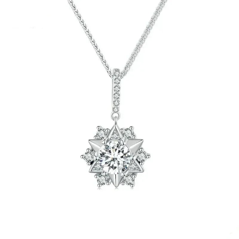 Celestial Sparkle 1ct Moissanite Sterling Silver Star Pendant Necklace - Velora Luxury Fashion