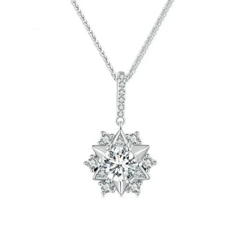 Celestial Sparkle 1ct Moissanite Sterling Silver Star Pendant Necklace - Velora Luxury Fashion