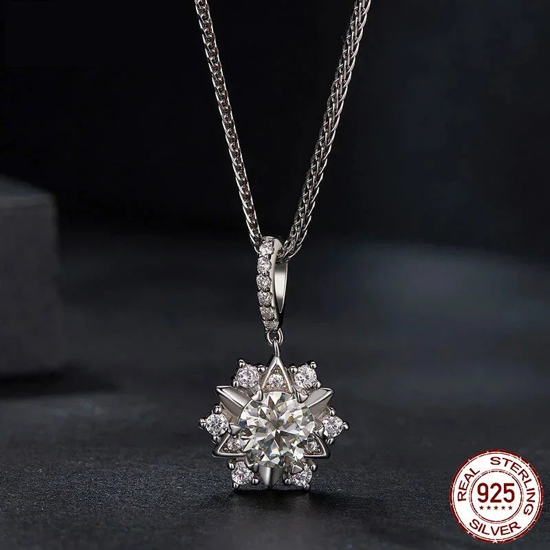 Celestial Sparkle 1ct Moissanite Sterling Silver Star Pendant Necklace - Velora Luxury Fashion