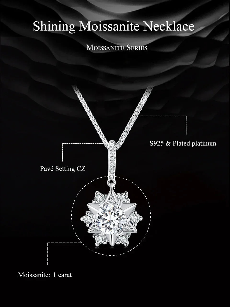 Celestial Sparkle 1ct Moissanite Sterling Silver Star Pendant Necklace - Velora Luxury Fashion