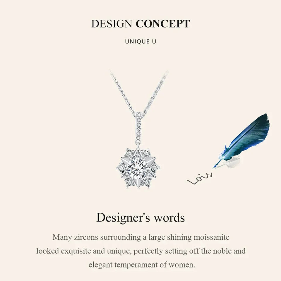 Celestial Sparkle 1ct Moissanite Sterling Silver Star Pendant Necklace - Velora Luxury Fashion