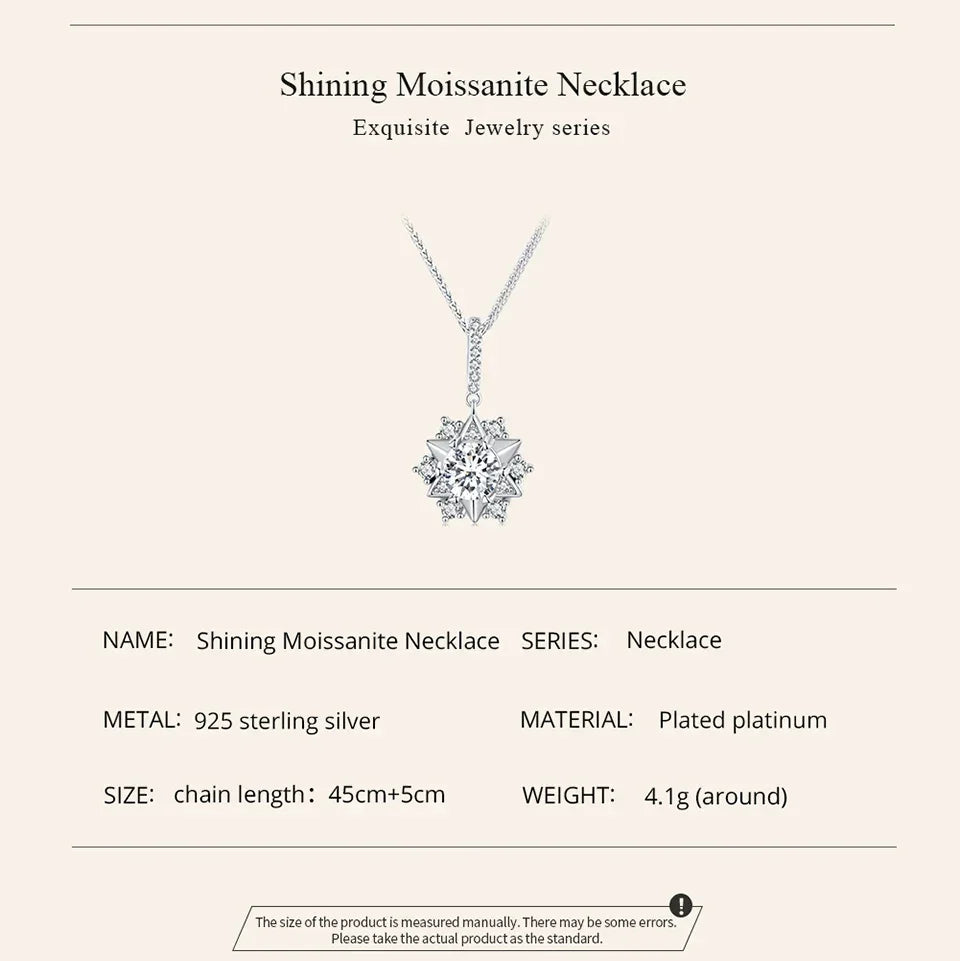 Celestial Sparkle 1ct Moissanite Sterling Silver Star Pendant Necklace - Velora Luxury Fashion