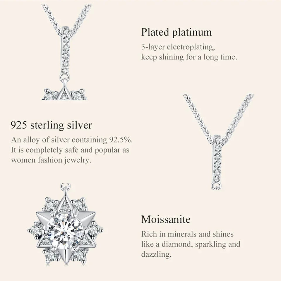 Celestial Sparkle 1ct Moissanite Sterling Silver Star Pendant Necklace - Velora Luxury Fashion