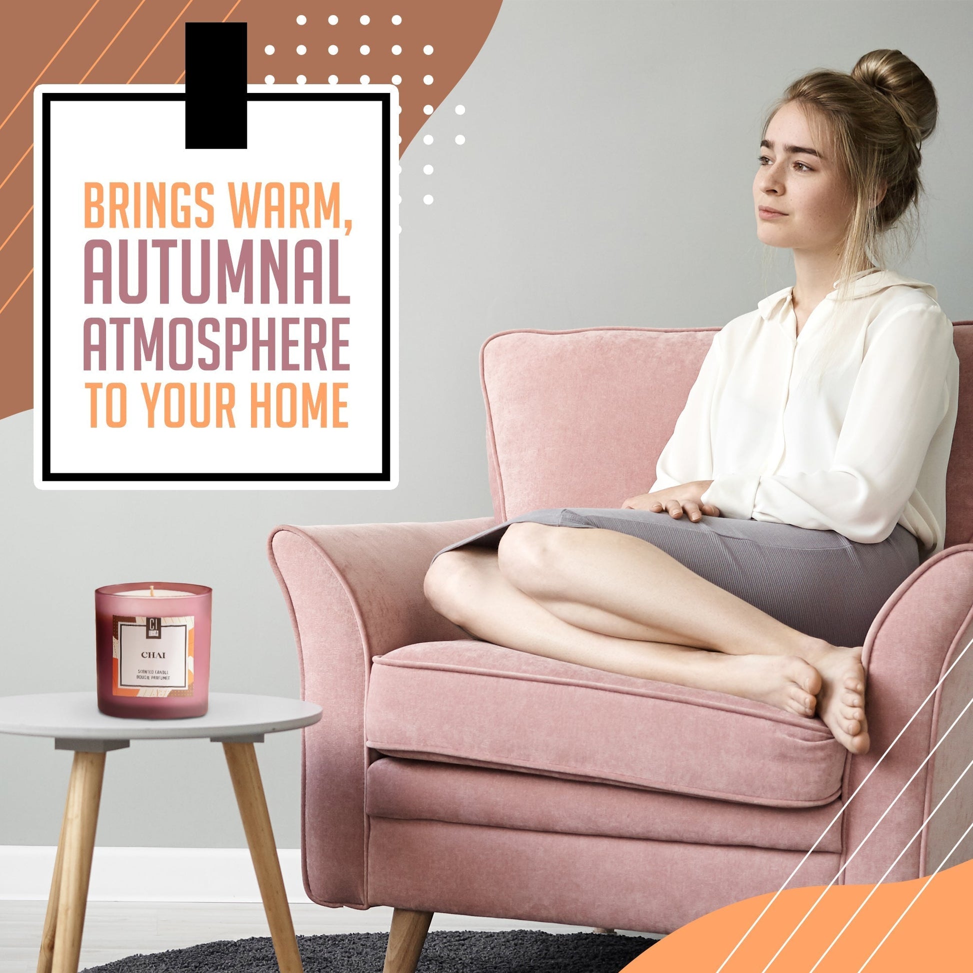 Chai Soy Wax Candle - Orange, Cinnamon and Cloves - 8 oz - Velora Luxury Fashion