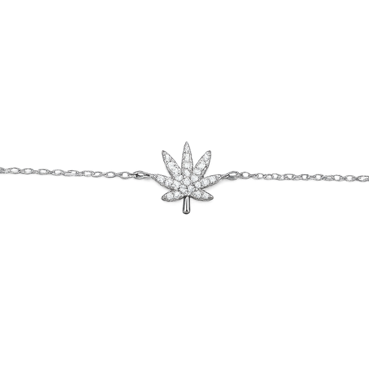 SILVER CANNABIS LEAF BRACELET