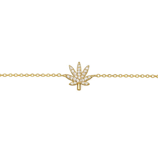 18K GOLD CANNABIS LEAF BRACELET