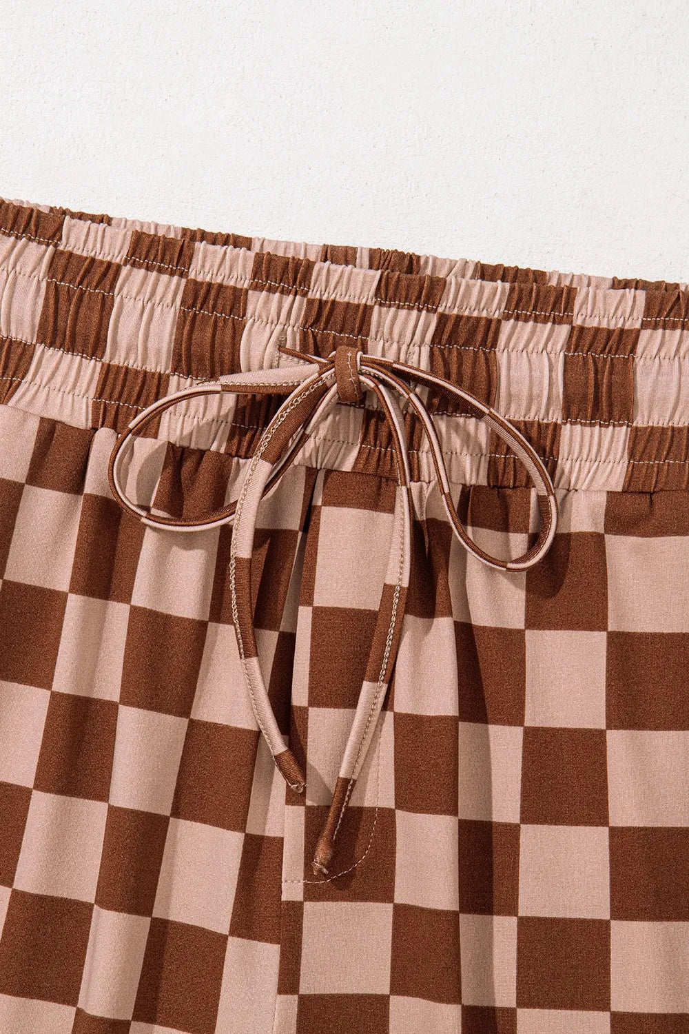 Checkered Elastic High Waist Loose Casual Pants - Velora Luxury Fashion