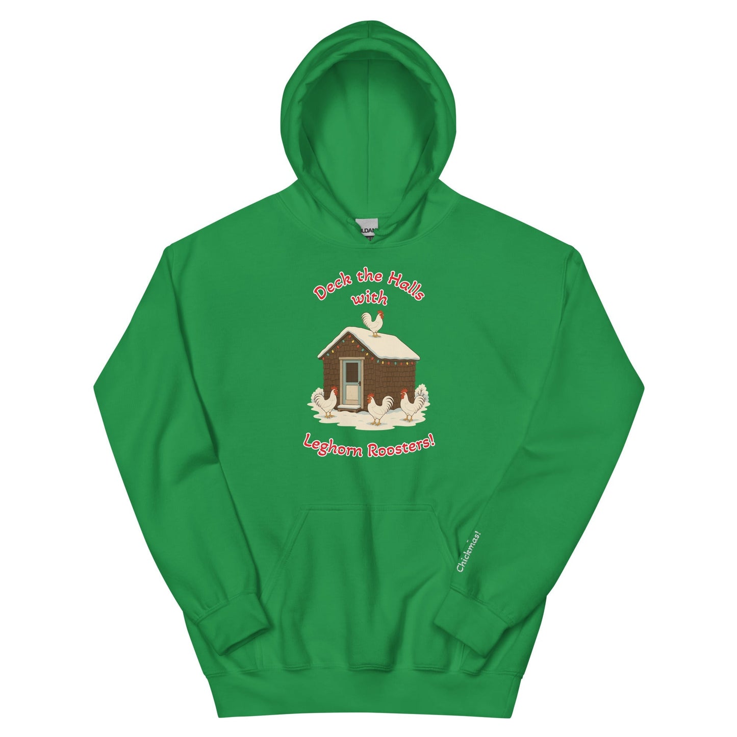 Chickmas Deck the Leghorn (words) Bunny Hug Unisex (hoodie) - Velora Luxury Fashion