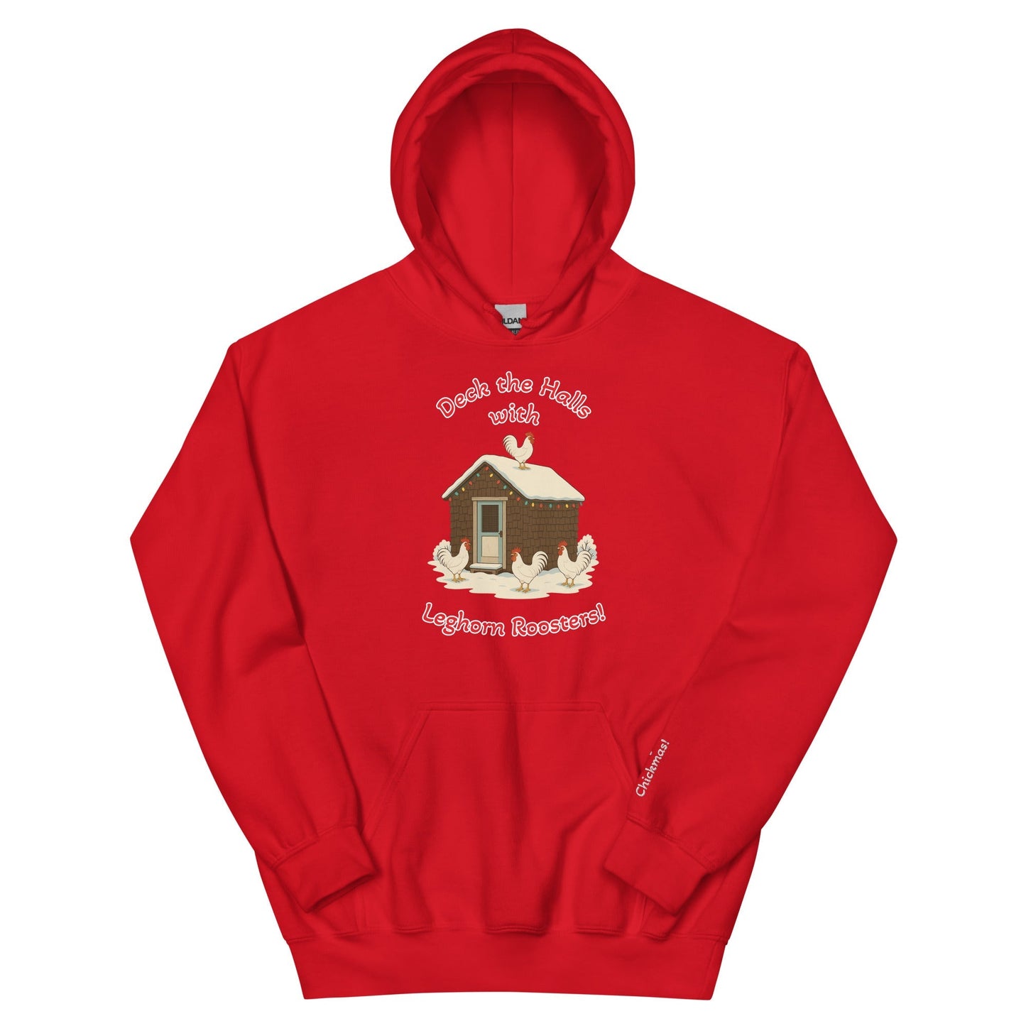 Chickmas Deck the Leghorn (words) Bunny Hug Unisex (hoodie) - Velora Luxury Fashion