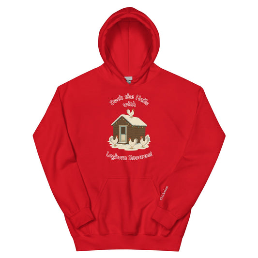 Chickmas Deck the Leghorn (words) Bunny Hug Unisex (hoodie) - Velora Luxury Fashion