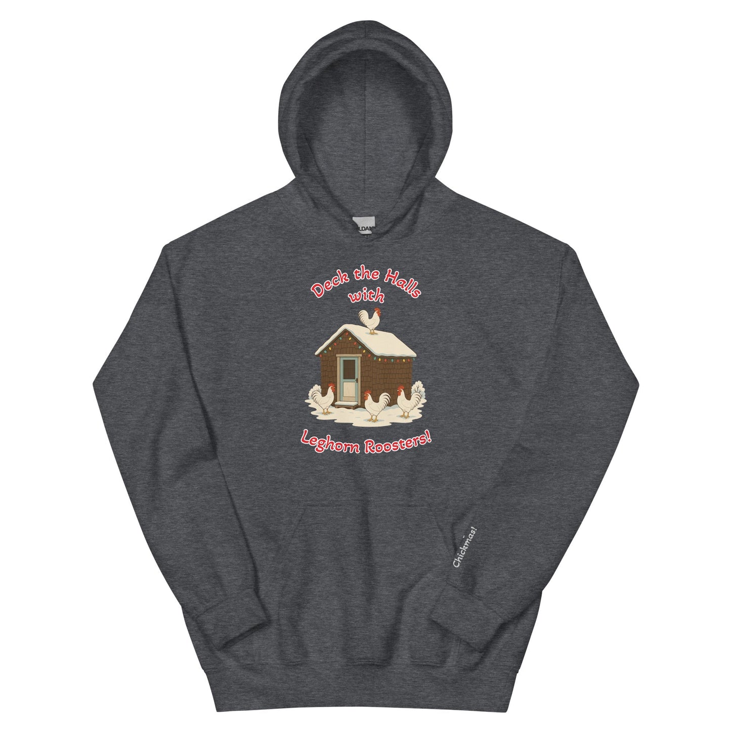 Chickmas Deck the Leghorn (words) Bunny Hug Unisex (hoodie) - Velora Luxury Fashion
