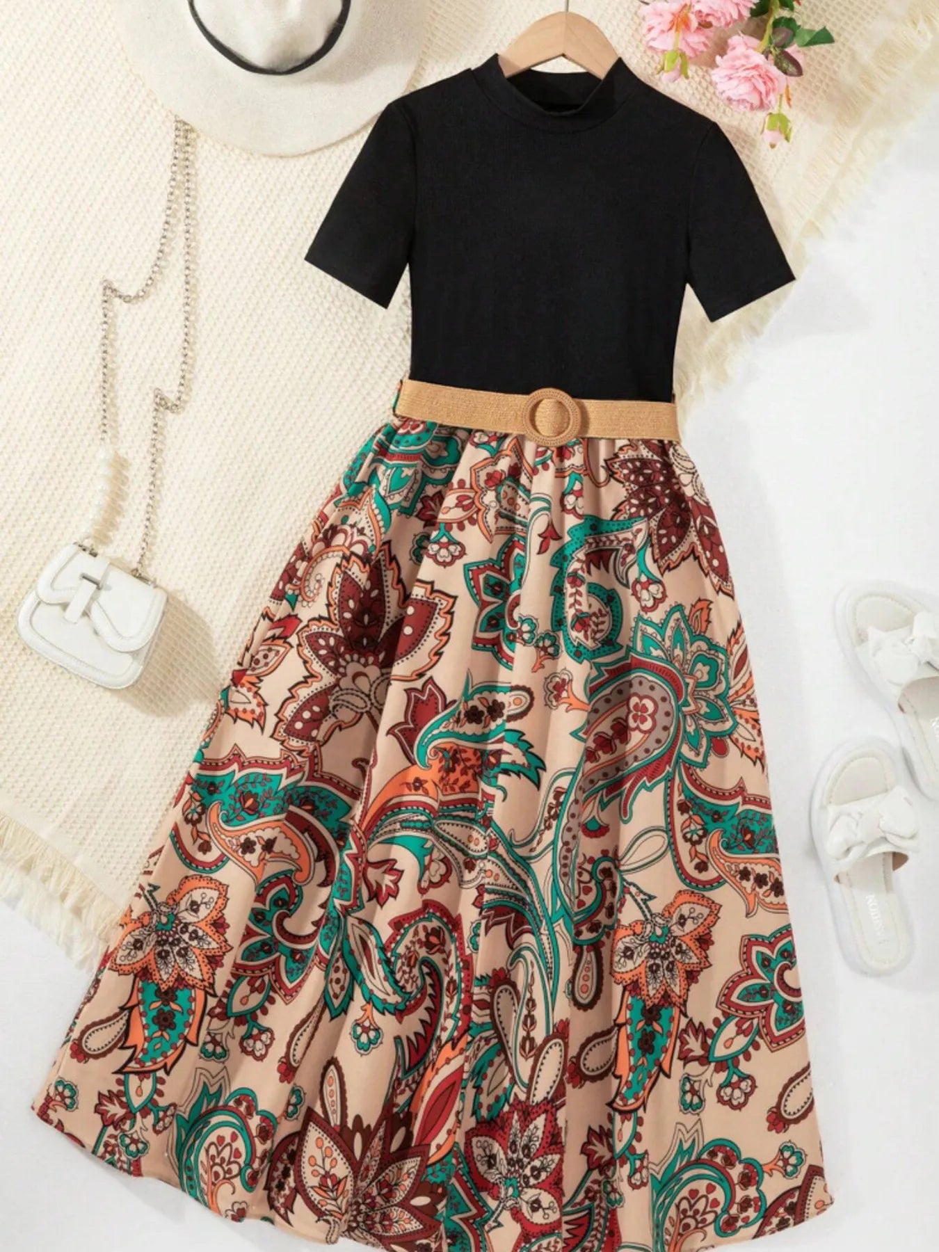 Children's Printed Short Sleeve Dress - Velora Luxury Fashion