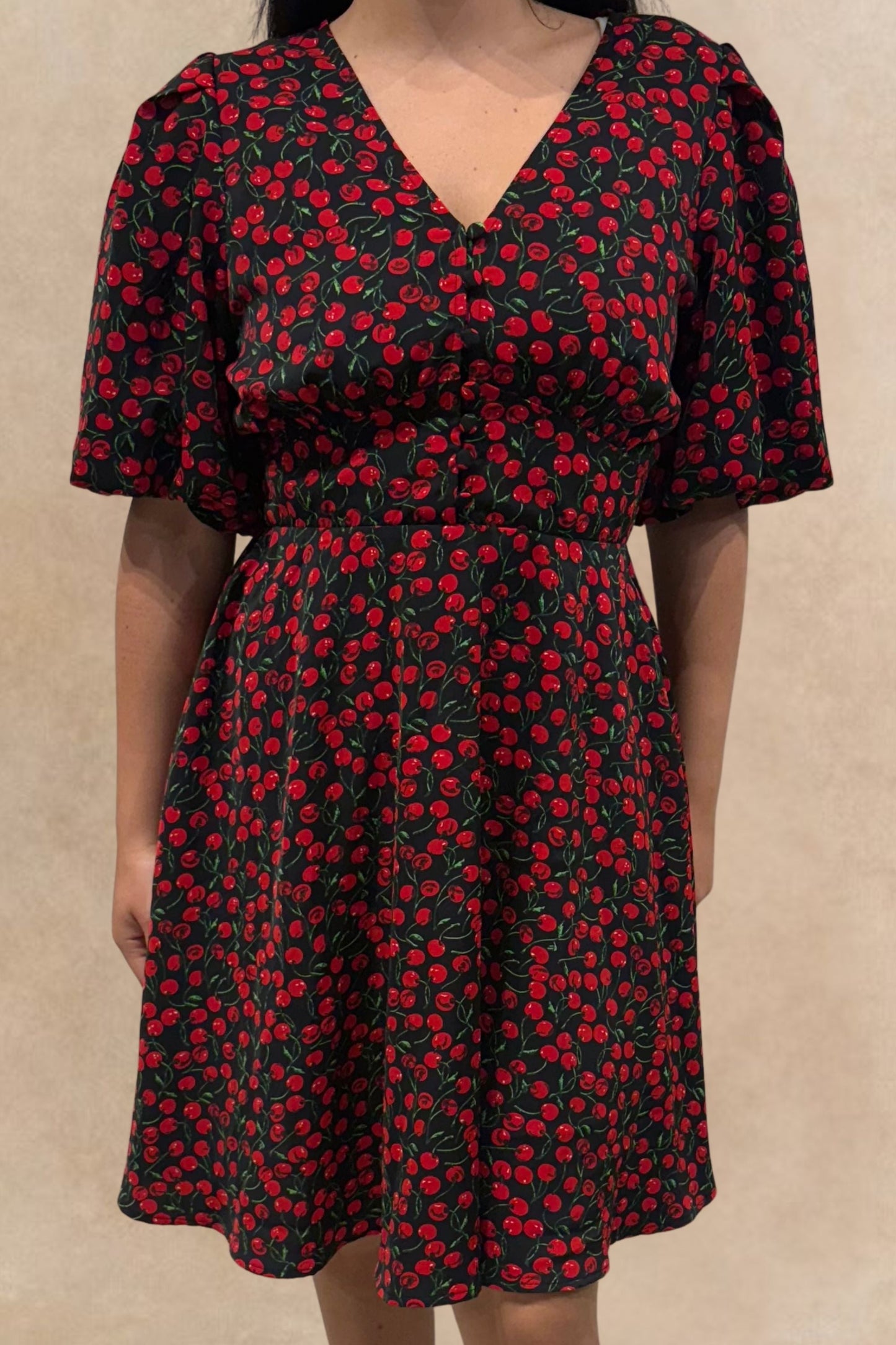 Cindy Black Cherry Fit and Flare Dress Flowy Sleeves - Velora Luxury Fashion