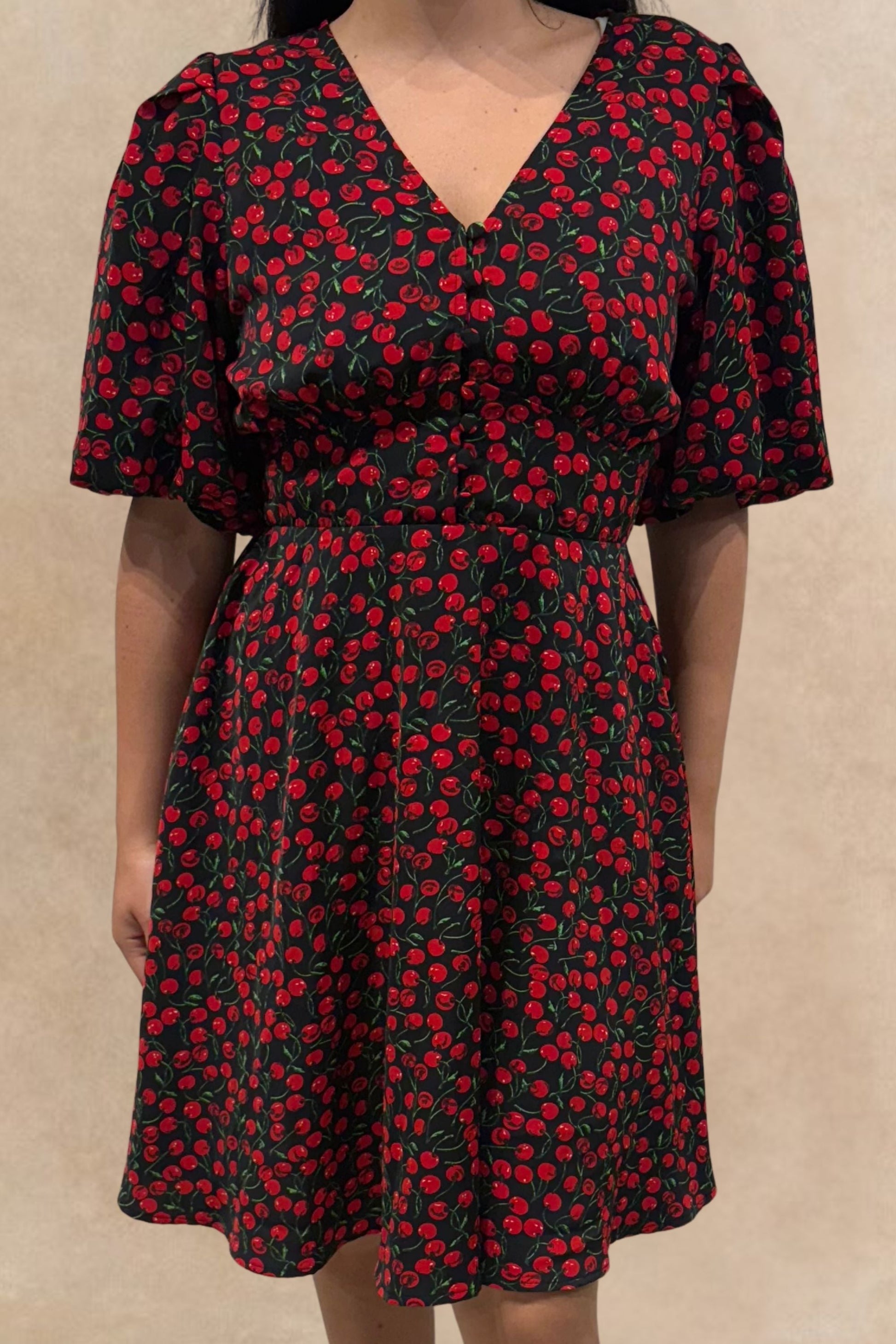 Cindy Black Cherry Fit and Flare Dress Flowy Sleeves - Velora Luxury Fashion