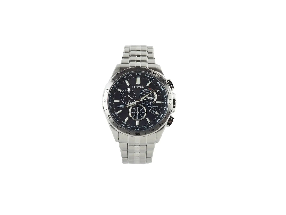 Citizen (CB5870-58L) Eco-Drive A-T World Chronograph Stainless Steel Wrist Watch - Velora Luxury Fashion