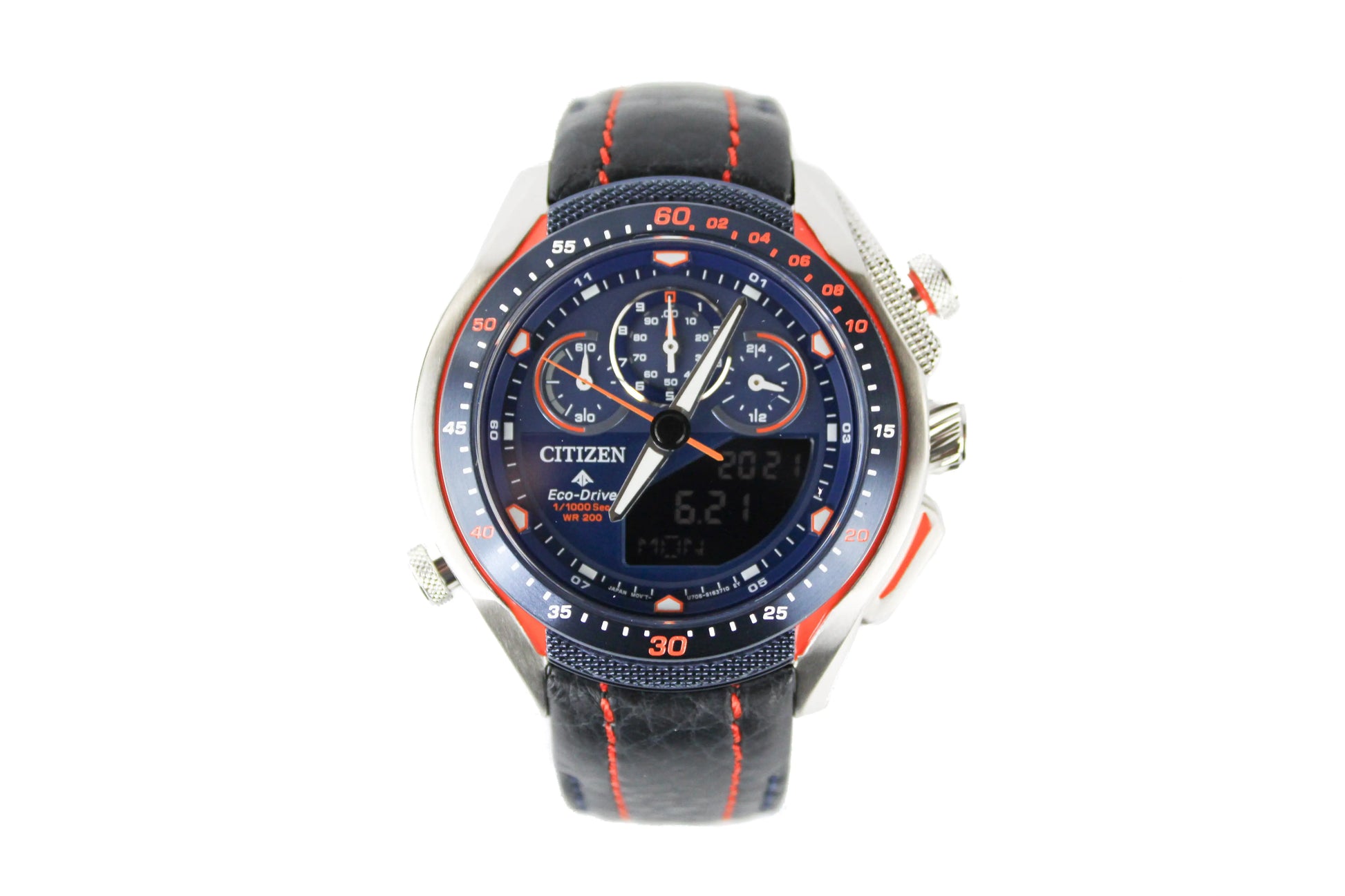 Citizen (JW0139-05L) Promaster STT Eco-Drive Navy Blue Orange Detail Wrist Watch - Velora Luxury Fashion