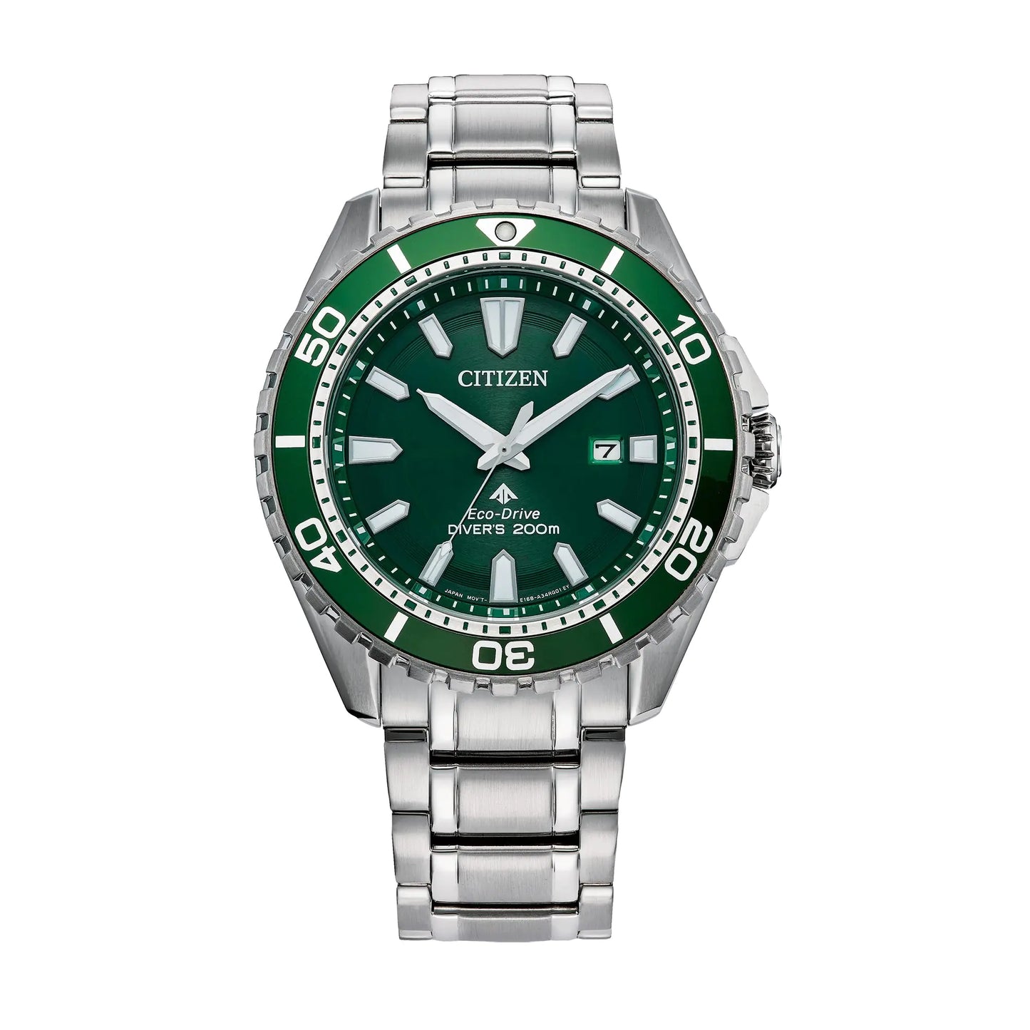 Citizen Mens Eco-Dive Promaster Dive Silver-Tone Stainless Steel Bracelet Watch Green Dial 3 Hand Date (Model: BN0199-53X) - Velora Luxury Fashion