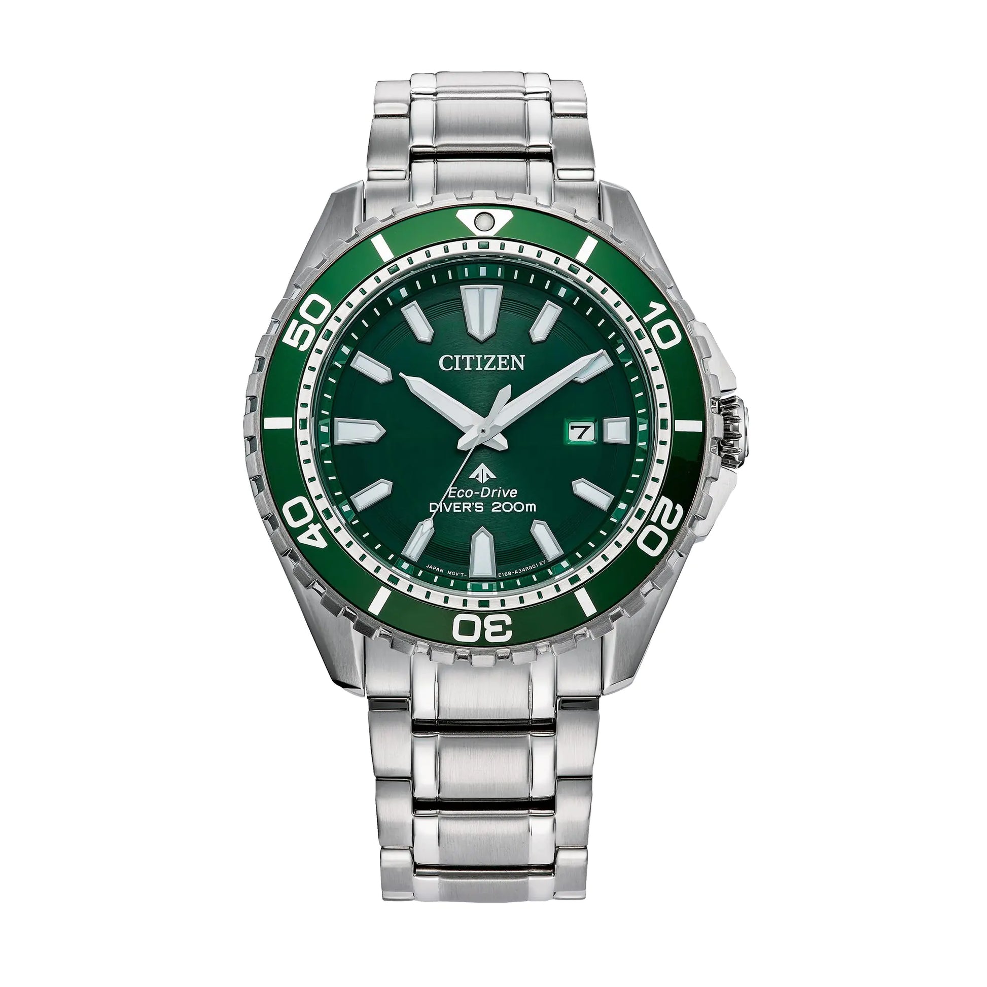 Citizen Mens Eco-Dive Promaster Dive Silver-Tone Stainless Steel Bracelet Watch Green Dial 3 Hand Date (Model: BN0199-53X) - Velora Luxury Fashion