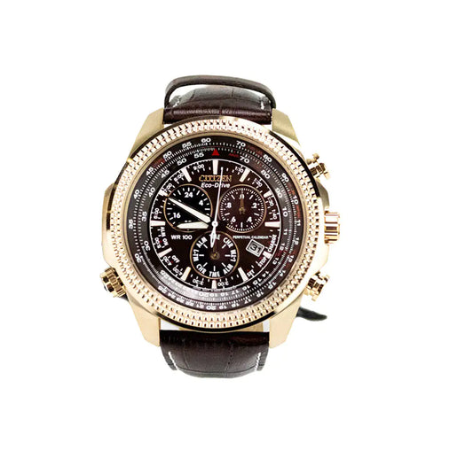 Citizen Perpetual Calendar Chrono Crocodile Print Leather Strap Watch - Velora Luxury Fashion