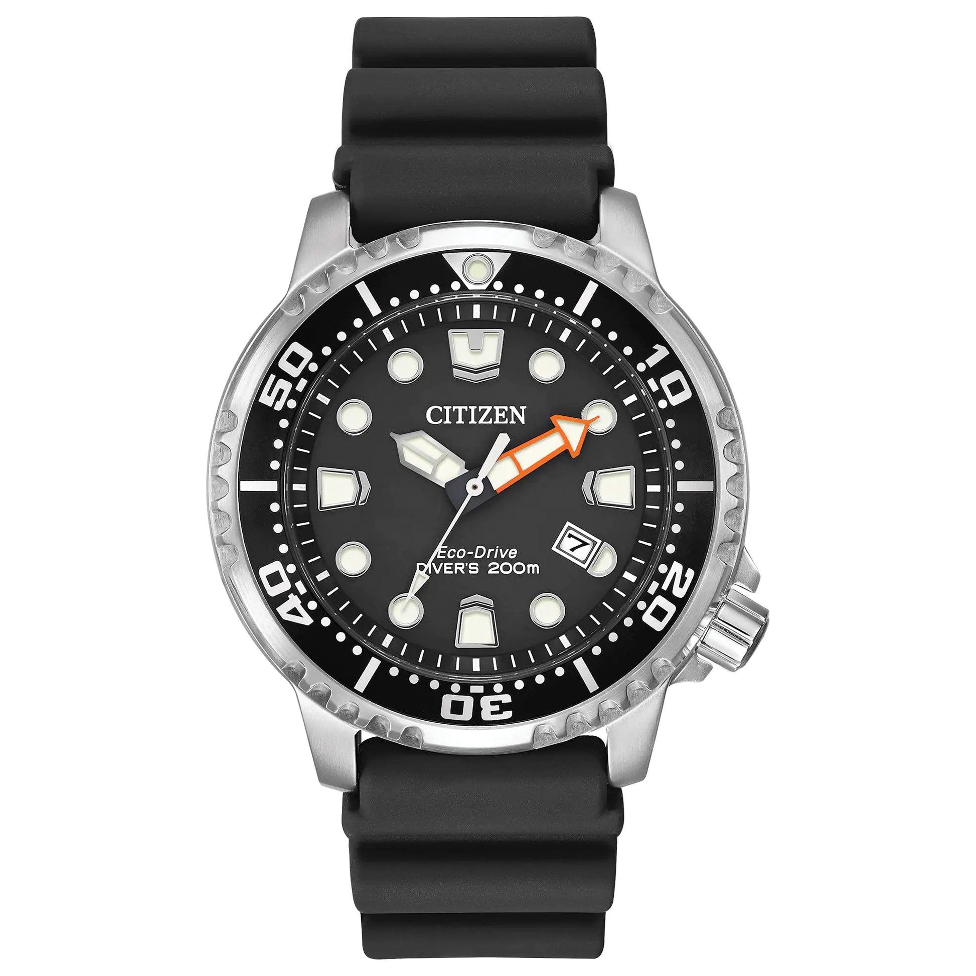Citizen Promaster Dive Eco-Drive Watch 3-Hand Date ISO Certified Luminous Hands and Markers Rotating Bezel Black/Stainless (Model: BN0150-28E) - Velora Luxury Fashion