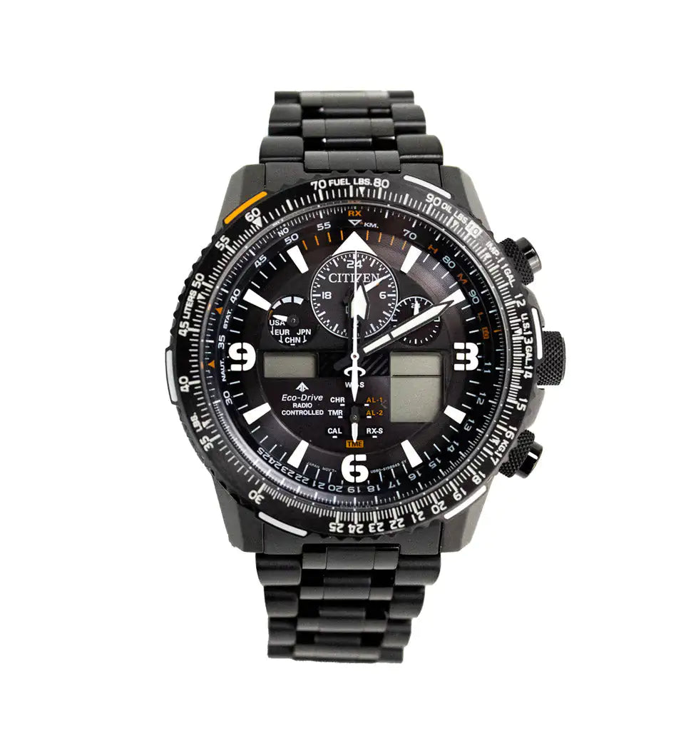 Citizen Promaster Skyhawk Chrono Eco AT Black Stainless Steel Watch - Velora Luxury Fashion
