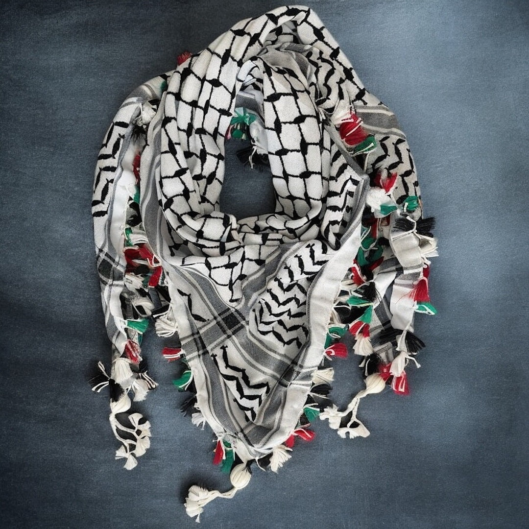 Classic Kufiya (Keffiyeh) | Hand-Tied Flag Tassels – Made in Jordan - Velora Luxury Fashion