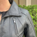 Classic Women's Lamb Leather Jacket with Regular Collar - Velora Luxury Fashion