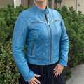 Classic Women's Lamb Leather Jacket with Snap Collar - Velora Luxury Fashion