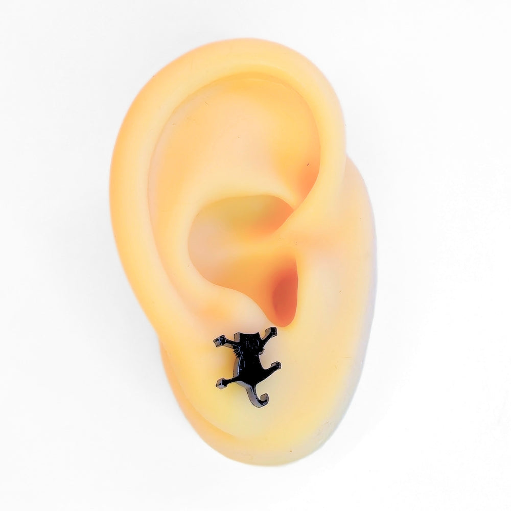 Clinging Black Cat Studs - Velora