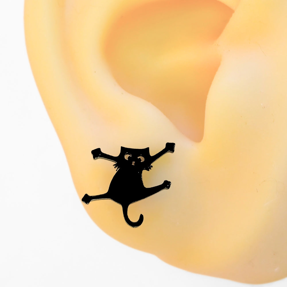 Clinging Black Cat Studs - Velora