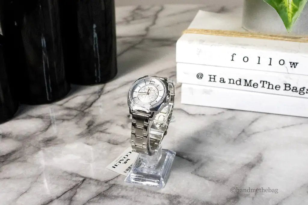 Coach Boyfriend Crystal Bezel Silver Stainless Steel Watch - Velora Luxury Fashion