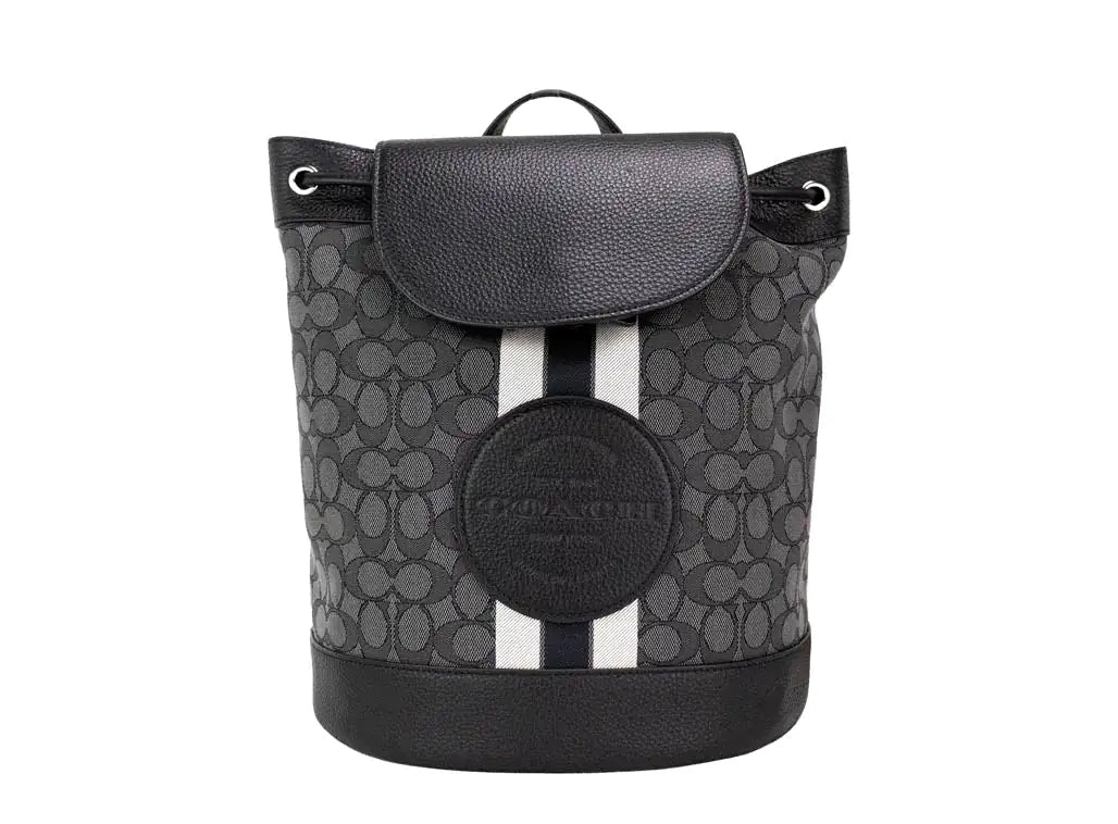 Coach Dempsey Black Smoke Signature Jacquard Canvas Patch Backpack - Velora Luxury Fashion