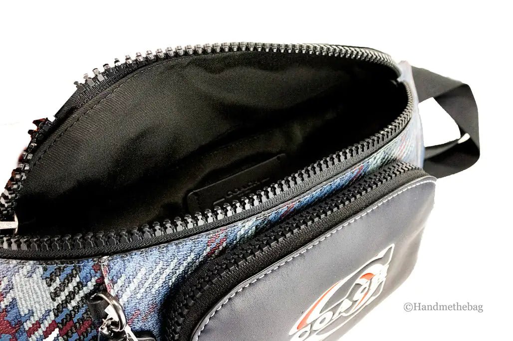 Coach Navy Plaid Canvas Belt Bag - Velora Luxury Fashion