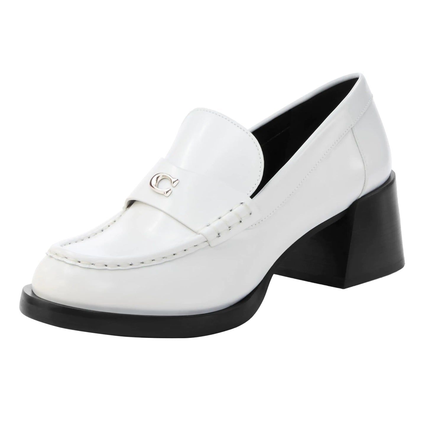 Coach Womens Natalie Leather Loafer Optic White 5 - Velora Luxury Fashion